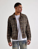 KINDRED CLOTHING Studded Plaid Cropped Shirt Jacket