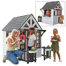 Riverscape Wooden Playhouse With Working Doorbell, Fence, Kitchen and Pet Door - White