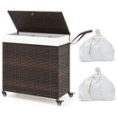 Laundry Hamper With Wheels and Lid-Brown