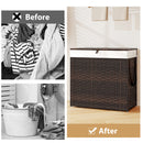Laundry Hamper With Wheels and Lid-Brown