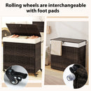 Laundry Hamper With Wheels and Lid-Brown