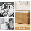 Laundry Hamper With Wheels and Lid-Natural
