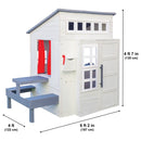 Modern Outdoor Wooden Playhouse With Picnic Table, Mailbox & Outdoor Grill - White