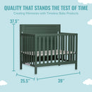 Bellport 4 in 1 Convertible Mini Crib - Safari Green