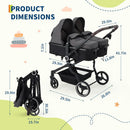 Side by Side Double Stroller for Twins - Dark Gray