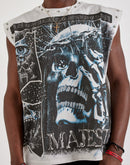 Majestik No Face No Case Rhinestone Sleeveless Tee