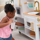 Vintage Wooden Play Kitchen With 9 Accessories - White