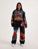 Majestik Winged Heart Tapestry Cropped Hoodie