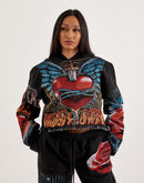 Majestik Winged Heart Tapestry Cropped Hoodie