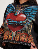 Majestik Winged Heart Tapestry Cropped Hoodie