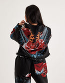 Majestik Winged Heart Tapestry Cropped Hoodie