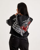 Majestik Skeleton Tapestry Cropped Hoodie