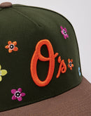 Mitchell & Ness Baltimore Orioles Flower Power Pro Pinch Snapback Hat