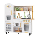 Vintage Wooden Play Kitchen With 9 Accessories - White