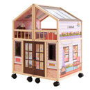 So Darling Wooden Dollhouse on Wheels, Open & Close With 29 Accessories