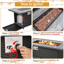 52 Inch Rattan Wicker Propane Fire Pit Table With Rain Cover and Lava Rock-Black