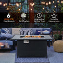 52 Inch Rattan Wicker Propane Fire Pit Table With Rain Cover and Lava Rock-Black