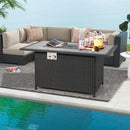 52 Inch Rattan Wicker Propane Fire Pit Table With Rain Cover and Lava Rock-Black