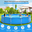 Round Above Ground Swimming Pool With Pool Cover-Blue