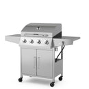 50000BTU 5-Burner Propane Gas Grill With Side Burner and 2 Prep Tables-Silver