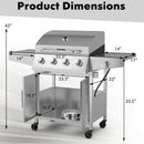 50000BTU 5-Burner Propane Gas Grill With Side Burner and 2 Prep Tables-Silver