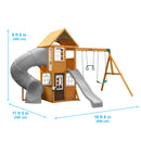 Sterling Falls Wooden Swing Set / Playset With Clubhouse, Mailbox, Slide and Play Kitchen - Gray