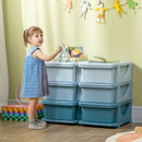 Qaba Kids Toy Storage Organizer with 6 Drawers - Blue