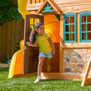 Boulder Station Wooden Swing Set / Playset With Tube Slide - Yellow