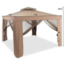 Canopy and Garden Structures Gazebo With Netting for Outdoors-Brown