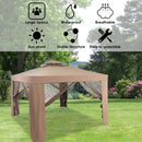 Canopy and Garden Structures Gazebo With Netting for Outdoors-Brown