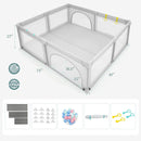Large Infant Baby Playpen Safety Play Center Yard With 50 Ocean Balls-Gray