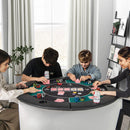 Portable 48 Inch 6-Player Foldable Poker Table Top Round Game Mat-Green