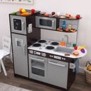 Uptown Wooden Play Kitchen and 30-Piece Play Food Accessories - Espresso