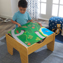 Reversible Wooden Activity Table With Board and Train Set - Natural