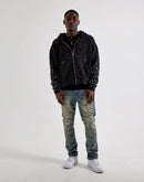 Preme Allover Rhinestone Full-Zip Fleece Hoodie