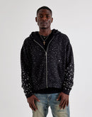 Preme Allover Rhinestone Full-Zip Fleece Hoodie