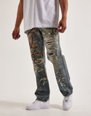 Preme Printed Chain Slim Distressed Denim Jeans