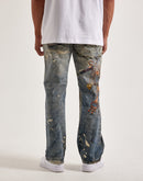 Preme Printed Chain Slim Distressed Denim Jeans