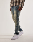 Preme Stacked Rhinestone Distressed Denim Jeans