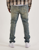 Preme Stacked Rhinestone Distressed Denim Jeans