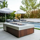 Prism Hardscapes - Fairmont Rectangular Concrete & Hardwood Fire Pit Table