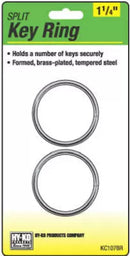 Hy-ko Products Company 1 1/4" Brass split key rings / 2 per card