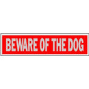 "Beware Of Dog" Sign, Red Aluminum, 2 x 8-In.