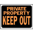 "Private Property/Keep Out" Sign, Plastic, 9 x 12-In.