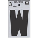 Address Letter, "W", Reflective, Black Vinyl  Adhesive, 3-In.