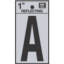 Address Letters, "A", Reflective Black/Silver Vinyl, Adhesive, 1-In.
