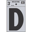 Address Letters, "D", Reflective Black/Silver Vinyl, Adhesive, 3-In.