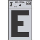 Address Letters, "E", Reflective Black/Silver Vinyl, Adhesive, 3-In.