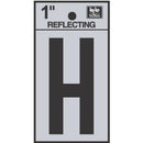 Address Letters, "H", Reflective Black/Silver Vinyl, Adhesive, 1-In.