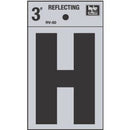 Address Letters, "H", Reflective Black/Silver Vinyl, Adhesive, 3-In.